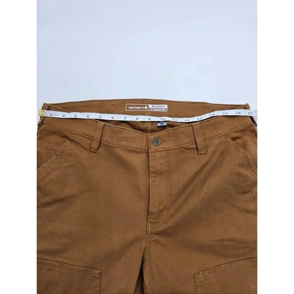 Carhartt Womens 12R Tan Rugged Flex Canvas Relaxed Fit Double Front Pants NWT - Picture 8 of 11